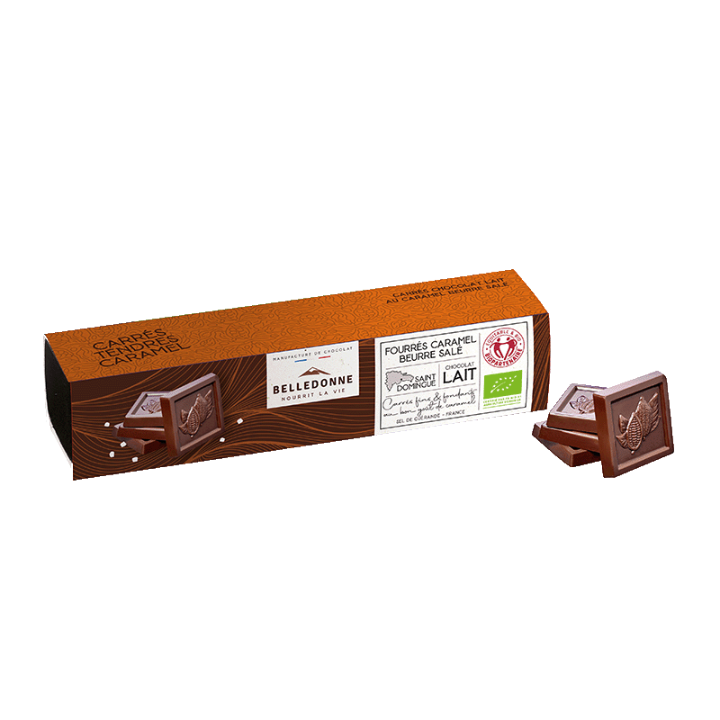 Carrés tendre caramel - Chocolat au lait bio - 150 g