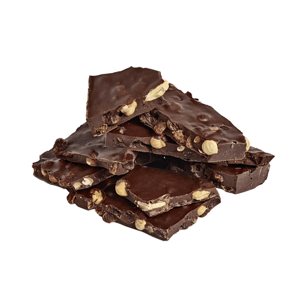 Plaque à casser chocolat noir 57% amandes, noisettes et raisins bio - vrac 1,5 kg